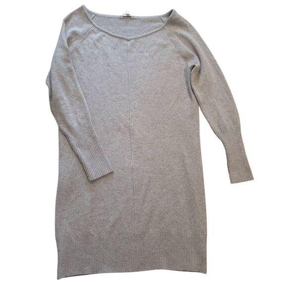 Athleta Tunic Dress Women's Small Taupe Cashmere V Neck Mini Cozy Warm - Picture 1 of 4